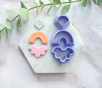 Arc, Fan and Floral Set Shaped Polymer Clay Cutter | Fondant Cutter | Cookie Cutter